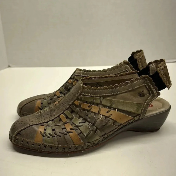 Pikolinos Romana Sandal Shoes Leather Strappy Low Heel Gray Tan EU 40 9 - 9.5 US - Picture 1 of 11